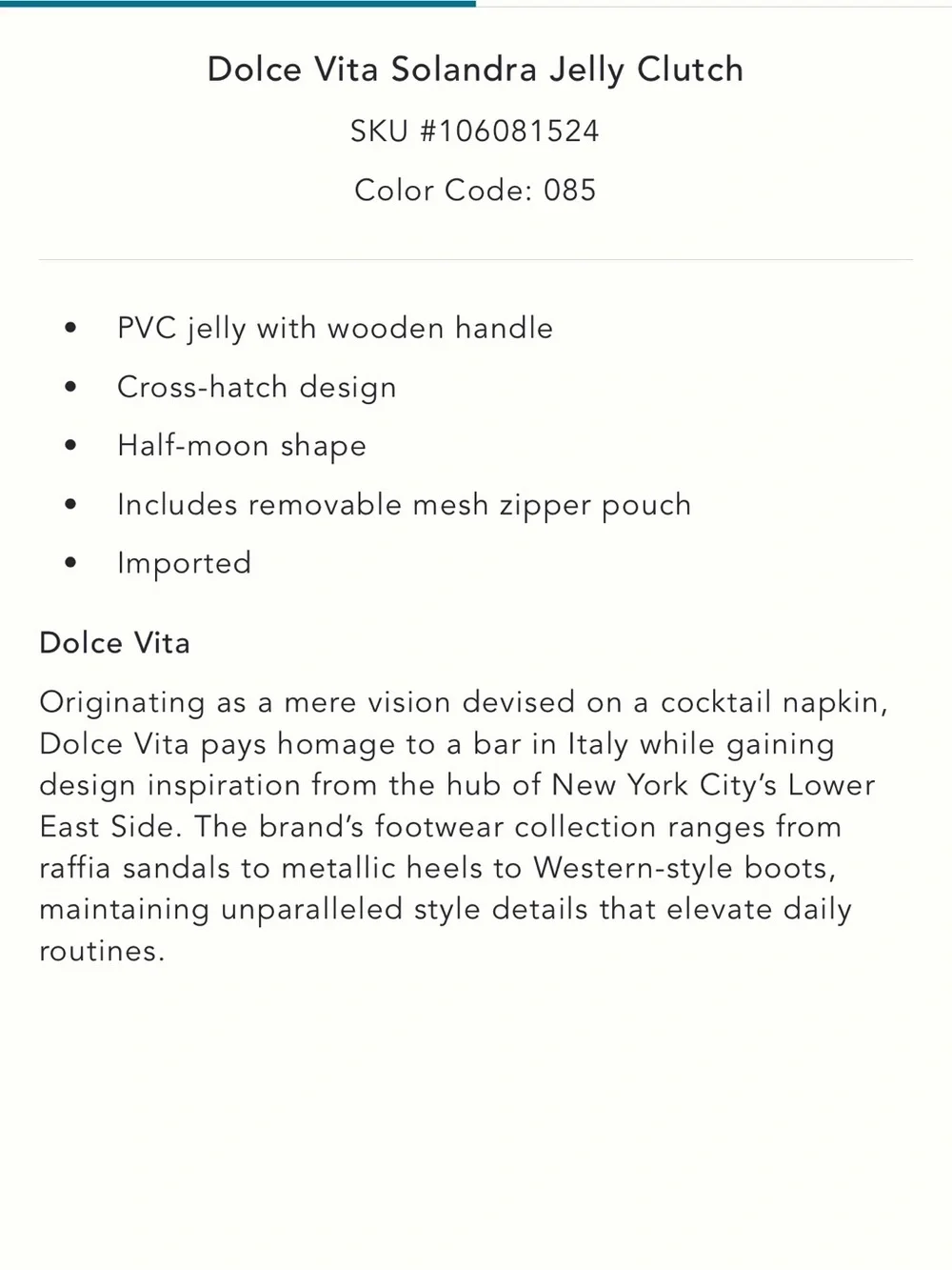 Dolce vita solandra jelly clutch